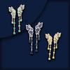 Colored Cubic Zirconia Inlaid Earrings Fly With Each Other Long Style Butterfly Embellishment Face Drops Tassel Earrings