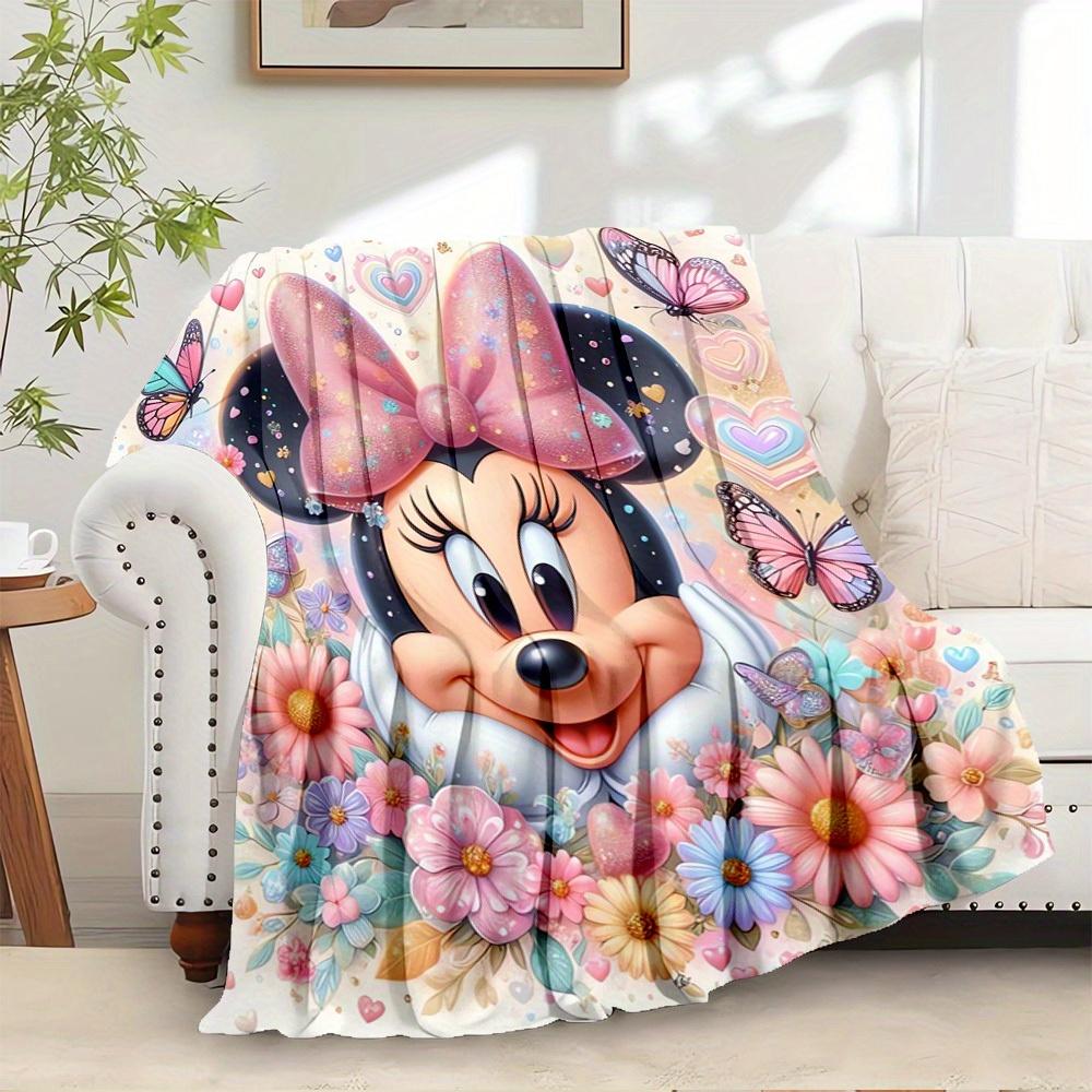 

1pc Velvet Minnie Mouse Cartoon Bedding Blanket Sofa Cover Gift Home Decor 3D Printing Adult Warm Soft Lightweight Travel Camping Picnic Bea 130x150cm