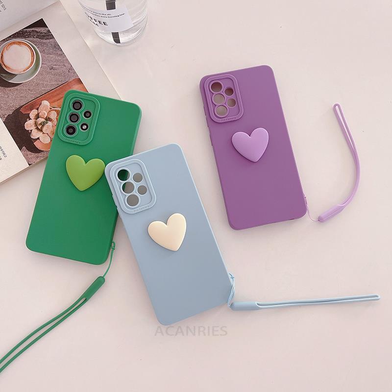 A 13 52s 53 Etui silikonowe na smycz Love Heart Dla Samsunga Galaxy A52 A53 A13 A23 A33 A73 A72 A32 A12 A22 4g 5g Pełna osłona aparatu