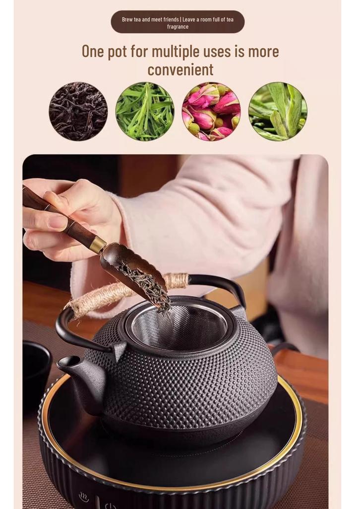 Handmade Uncoated Cast Iron Japanese Tea Pot - Retro Style Hearth Kettle for Brewing and Boiling Water
