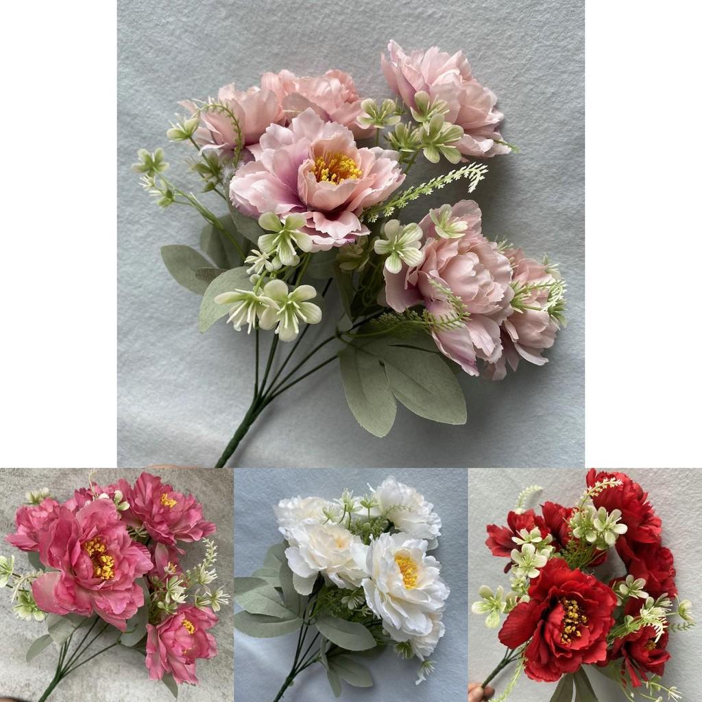 Bouquet di Fiori di Seta 6 Teste di Peonia Matrimonio Decorazione per la Casa Con Design Realistico Per Fotografia