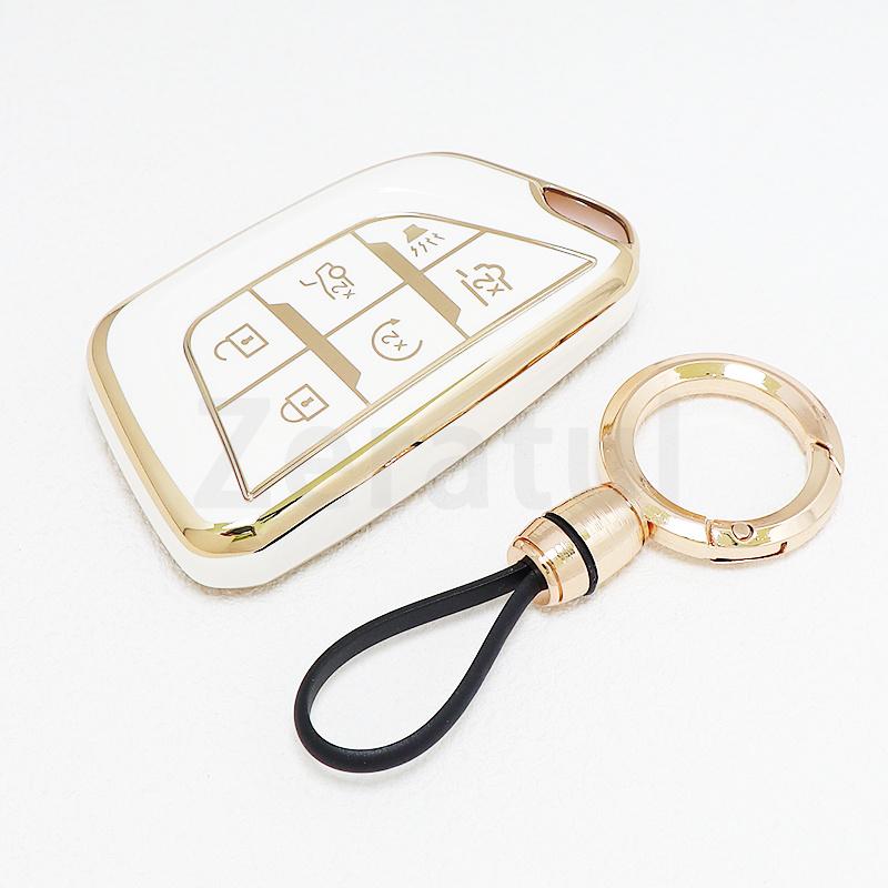 6 Buttons Accessories Keyless Auto Car Key Fob Case Cover Keychain Protector For Cadillac Lyriq Ct4 Ct5 Xt4