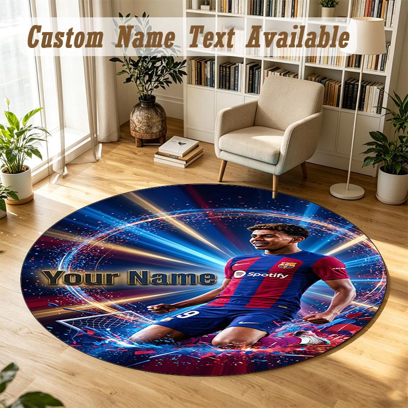 Round Rug Custom NameLamine Yamal Pattern Non Slip Carpet Home Floor Decor