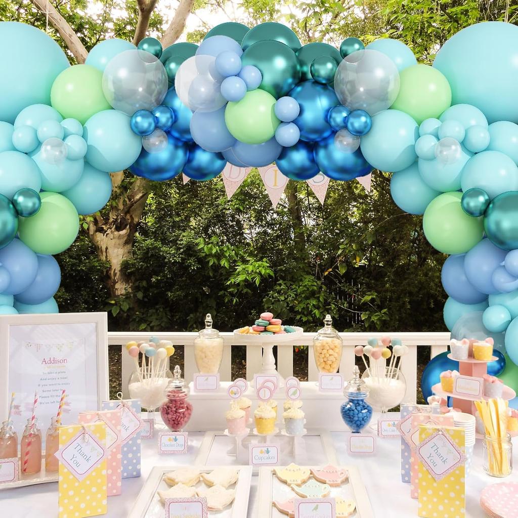 Under The Sea Balloon Arch Light Blue Lime Green Mint Green Balloon Garland Ocean Theme Birthday Party Christening Decoration