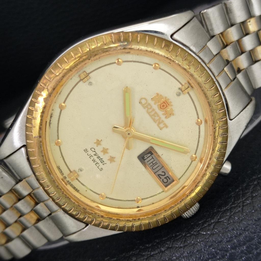 GENUINE VINTAGE ORIENT CRYSTAL AUTOMATIC 46941 JAPAN MENS WATCH a705035-1