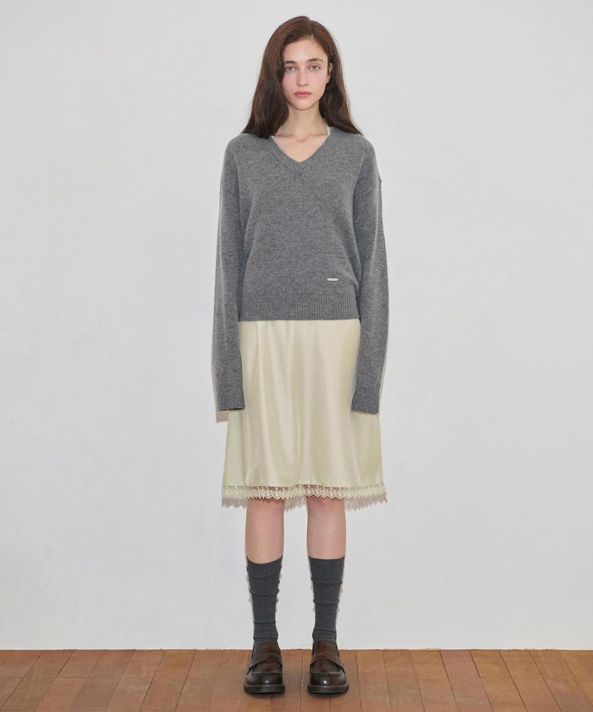 SINOON V-Neck Basic Knit (Melange Gray)