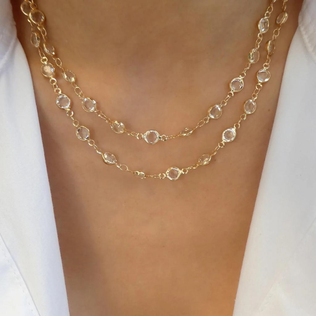 Rainbow Crystal Gemstone Retro Choker Colored Zircon Necklace For Women Simple Clavicle Chain Jewelry Wear Accessories