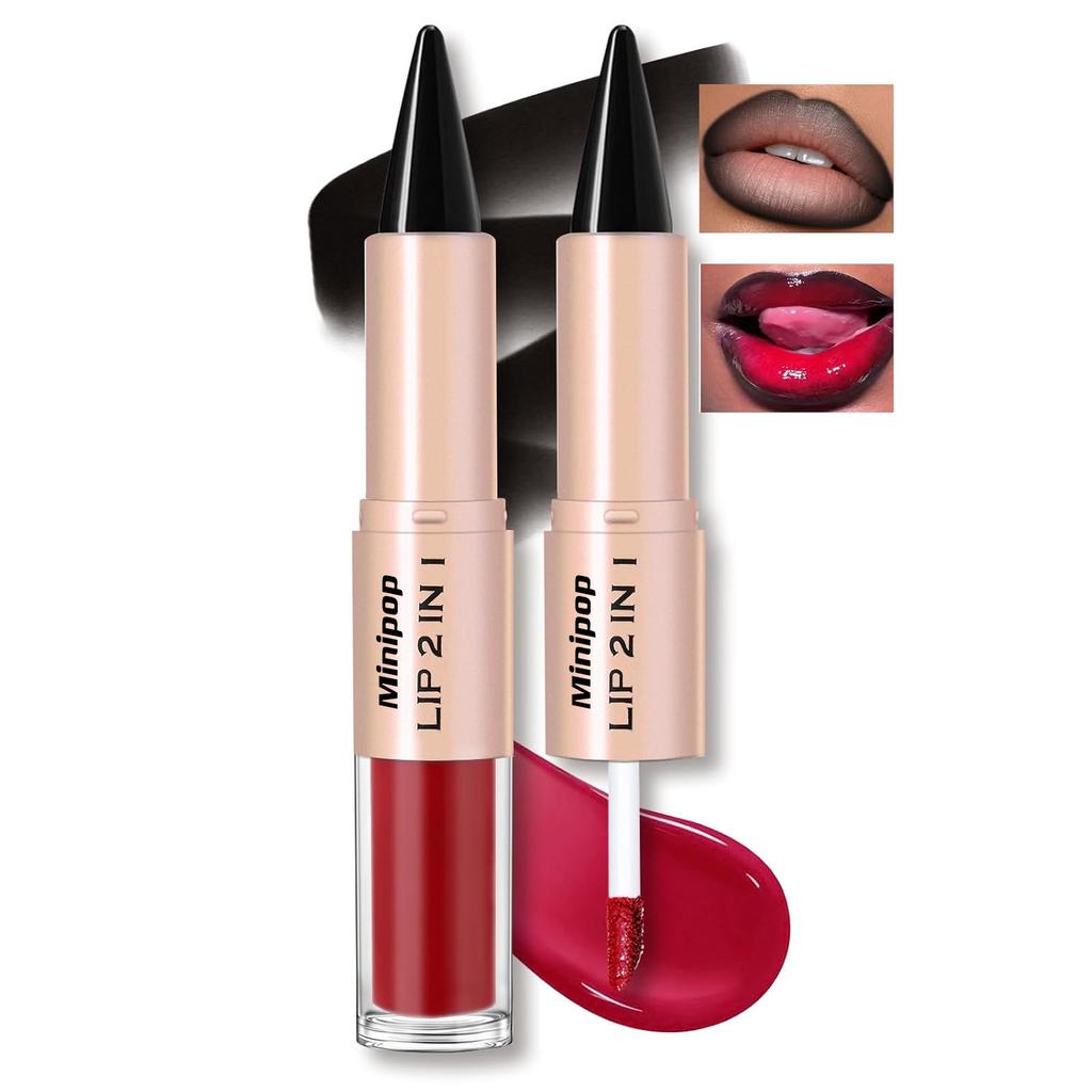2 in 1 Lip Liner Lipstick Duo Waterproof Long Lasting Non Smudge
