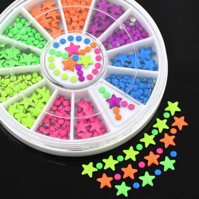 Ruota decorativa per punte per nail art fai-da-te a forma di stella con retro piatto a colori misti