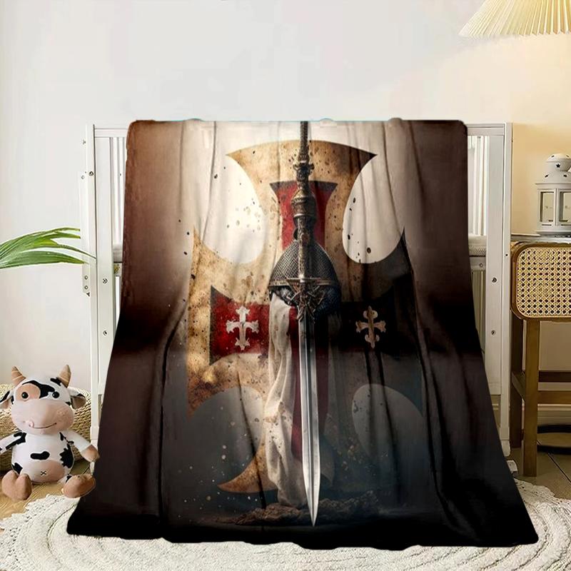 Knightly Crusader Armor Blanket Flannel Blanket for bed, sofa, Camping, Hiking, Picnic Essentials, gift for family Fan gifts