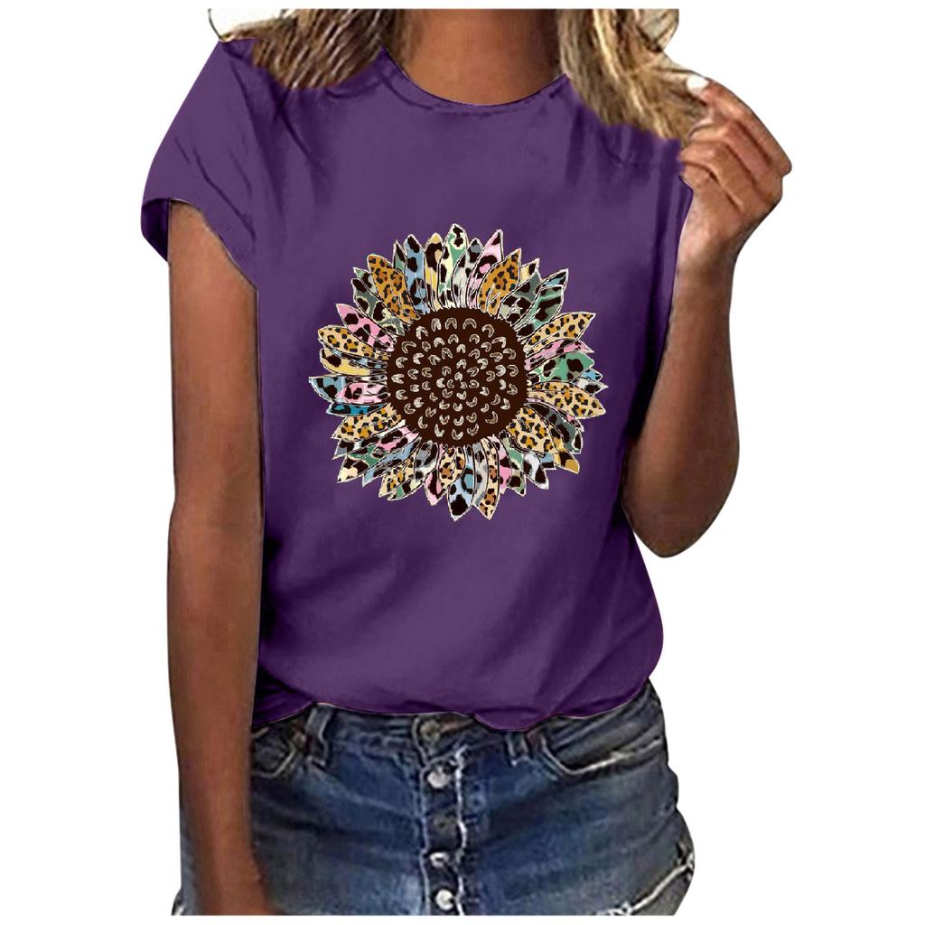 Women Casual Letter Printing Short Sleeves  Loose T-Shirt Blouse Tops