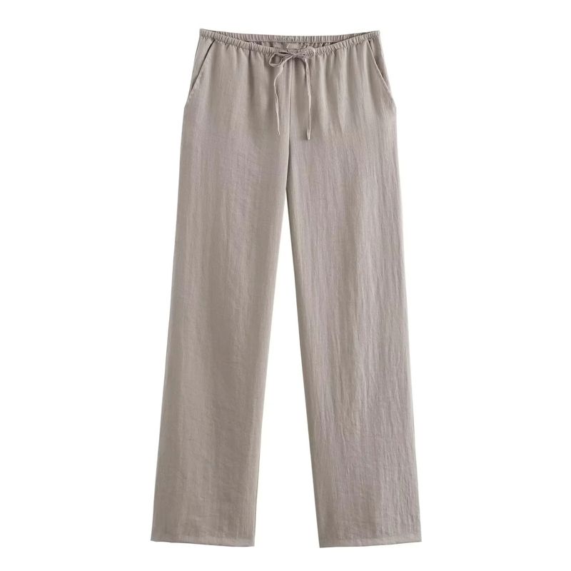 

Spring New Arrival with Belt Texture Kimono Outerwear 8338735 Pajamas Style Pants 4391436 Tan Pants S