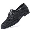 Summer men's shoes hollow breathable foot casual leather shoes men's one-pedal trend versatile hand-woven