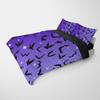Purple Printed Duvet Cover Set 3pcs Flying Bats Black White Bedding Sets For Bedroom Dorm Room Halloween Theme Bedding