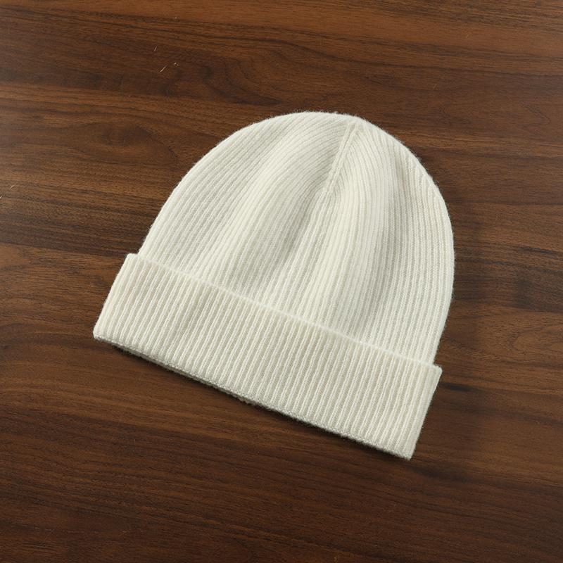Women 100% Pure Cashmere Rib Knit Beanie Winter Warm Soft Stylish Versatile Lightweight Textured Cold Weather Accessory