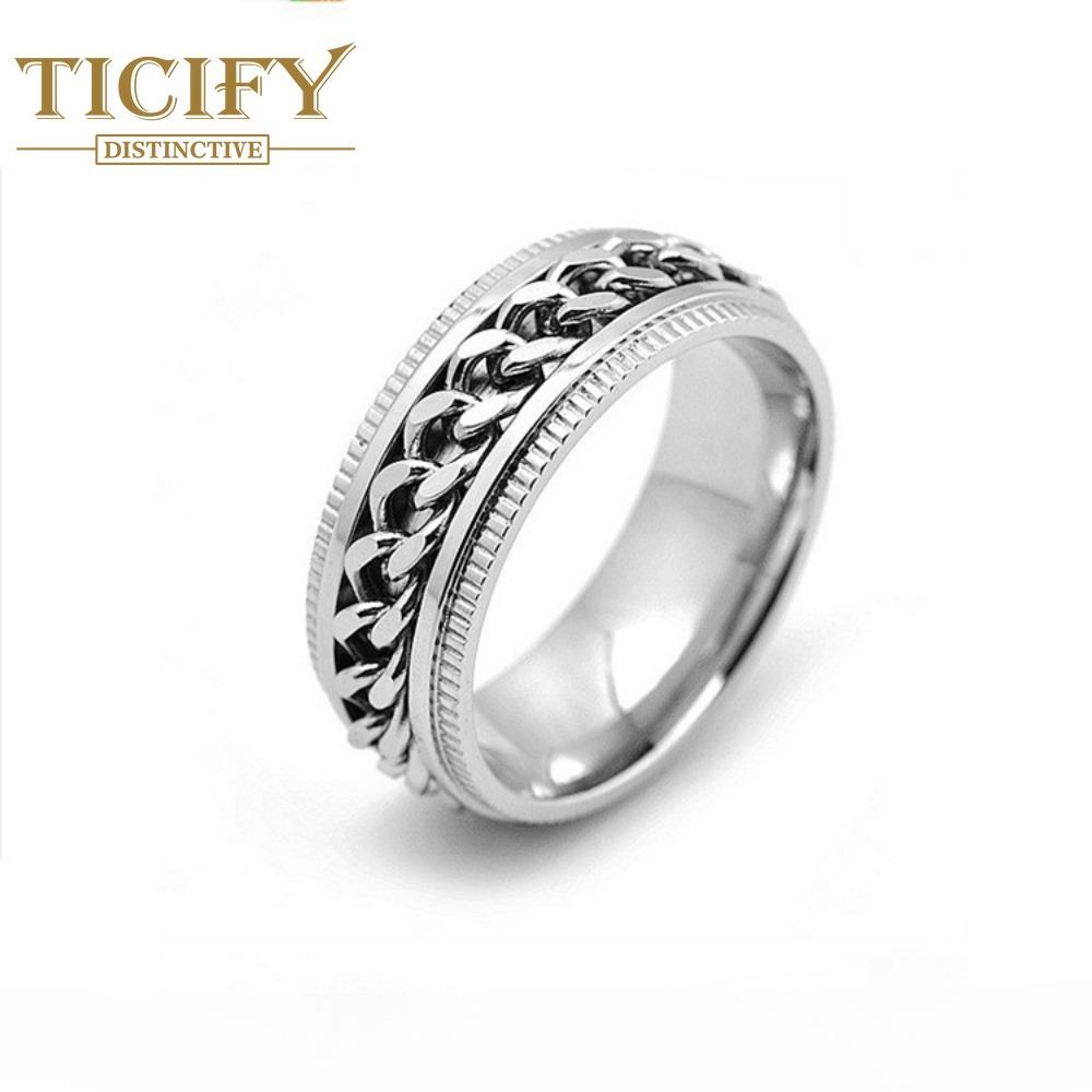 

Вращающееся кольцо из титановой стали, парное кольцо из нержавеющей стали 9 серебряный