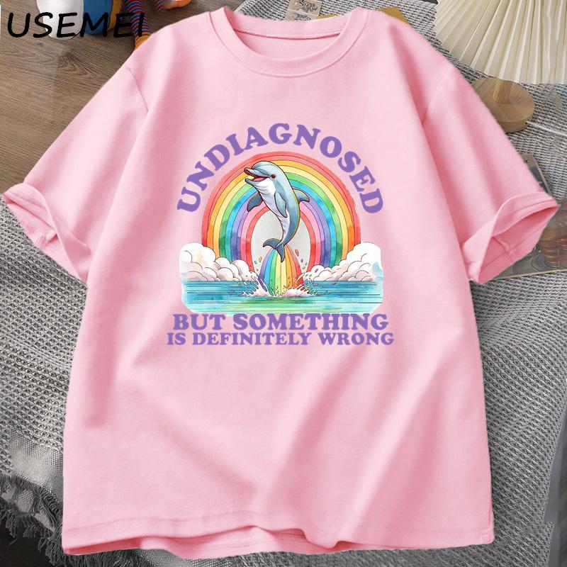 

Undiagnosed But Something Is Definitely Wrong T-Shirt Vintage Men s Clothes Summer Cotton Short Sleeves T Shirt Loose Tops XXL рожевий