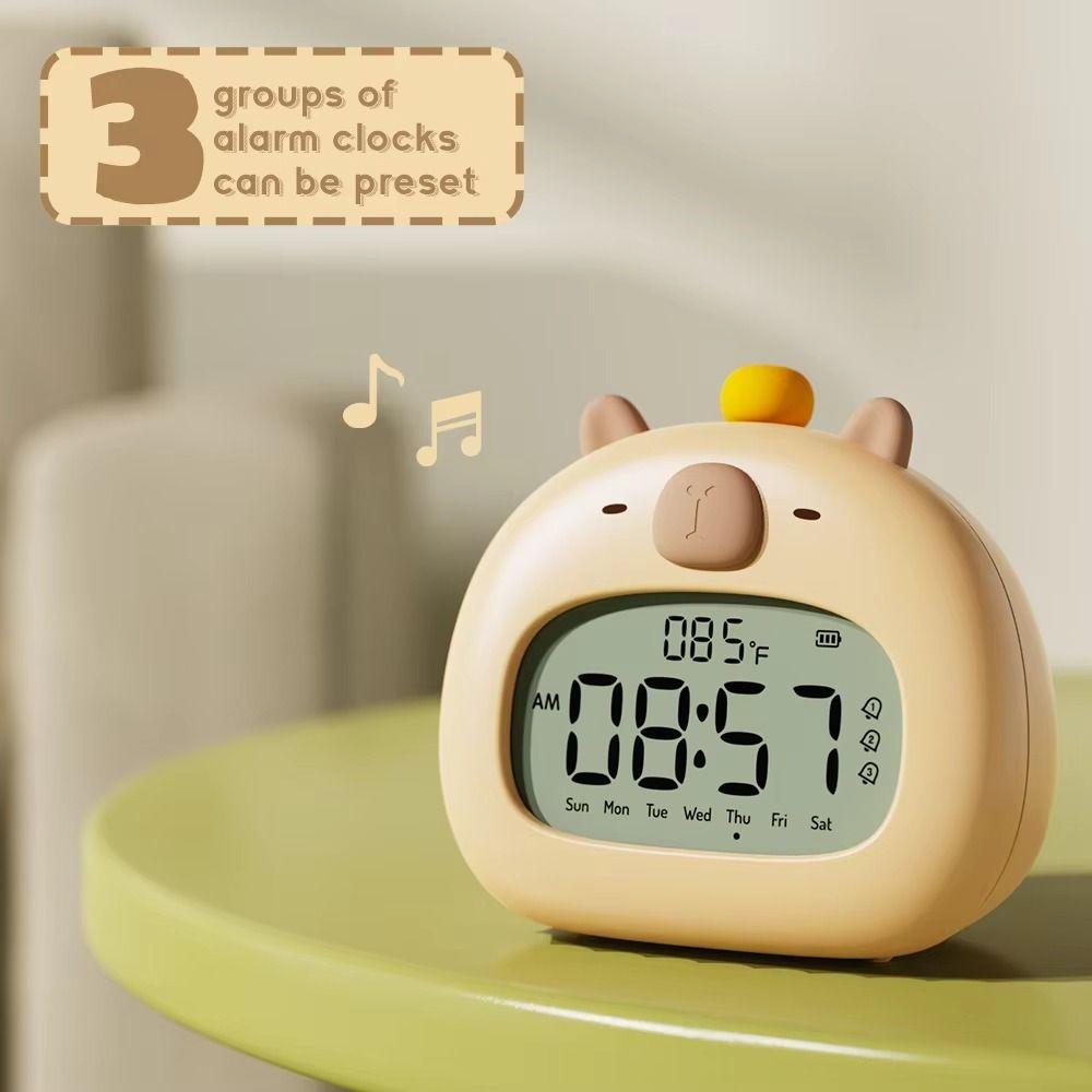 Cartoon LED Clock Capybara Nightlight New Temperature Display
