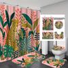 Bathroom Four-Piece Leopard 3D Digital Printing Shower Curtain Set Non-Slip Floor Mat