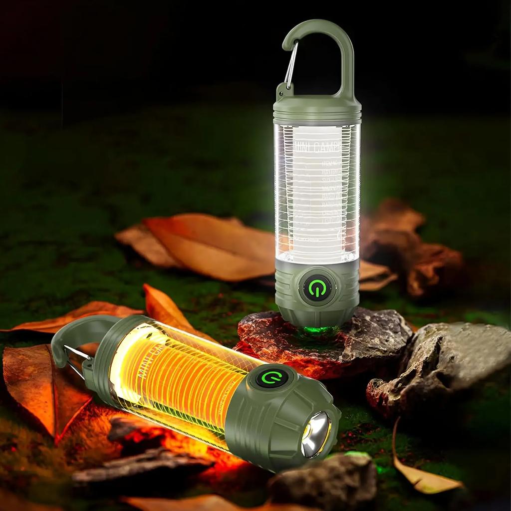 Rechargeable Flashlight Camping Lantern 6 Modes LED Mini Portable Keychain Tent Lamp Waterproof For Hiking Fishing Outdoor