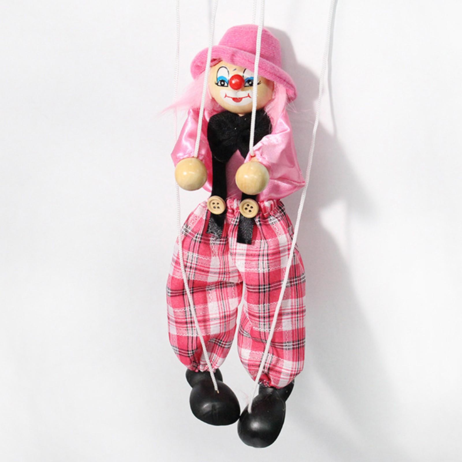 

Забавный красочный кукольный винтажный клоун, деревянная марионетка с совместной деятельностью для мальчиков и девочек One Size розовый