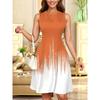 Womens Casual Sleeveless Round Neck Midi Dress With 3D Print Breathable Comfort Fit Elegant Office Style