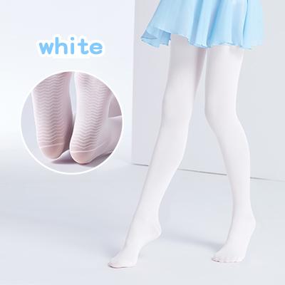 Kids Dance Tights Anti Slip Pantyhose Girls Seamless Tights White Dance Ballet Stockings Microfiber Dance Stockings S(80-90CM)
