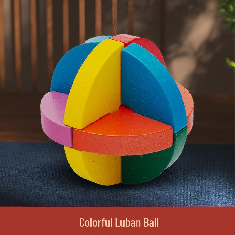 Colorful Wooden Kongming & Luban Lock Puzzle - Fun Brain-Teasing Disentanglement Challenge