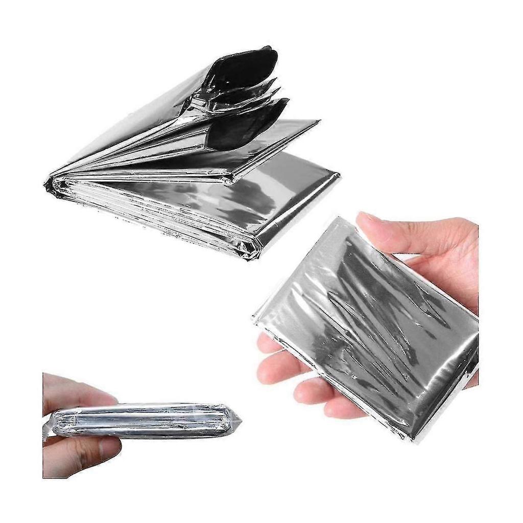 10pcs Outdoor Emergency Blanket Waterproof Space Curtain Foil Thermal Blanket 130x210cm Silver