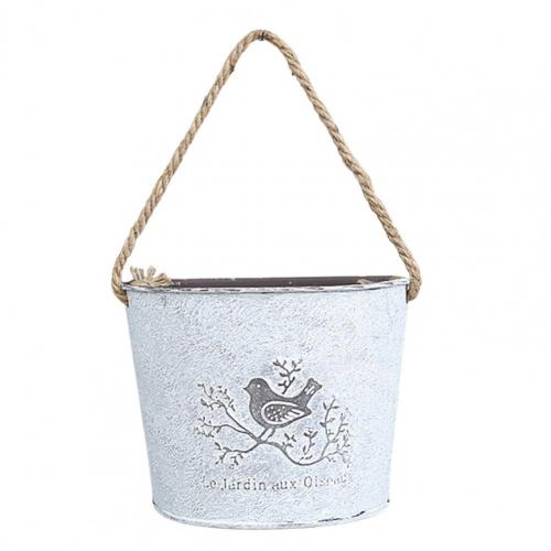 

Metal Flower Wall Basket Vintage Home Decor Portable Idyllic Wrought Iron Hanging FlowerPot Bakery Planters Patio Plant Vase білий