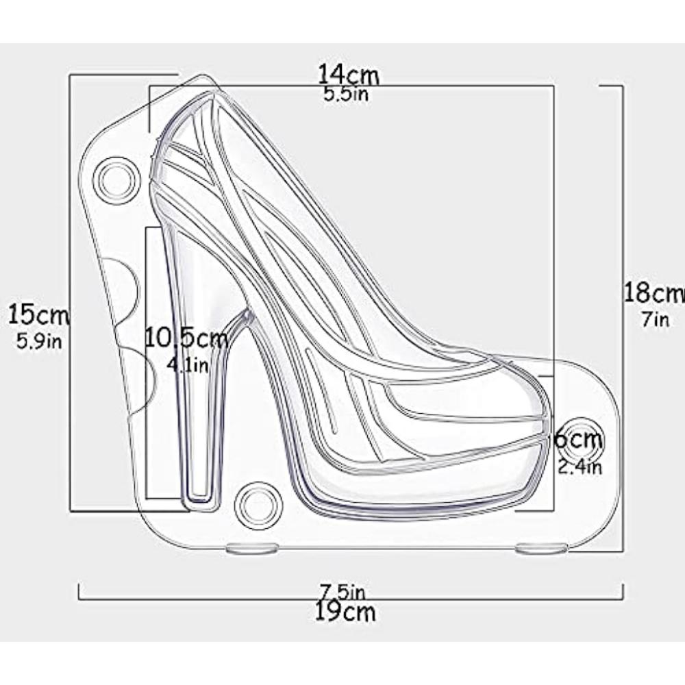 3D High Heel Chocolate Mold for Platform Heels, Birthday Cakes and Fondant Molds - Large Candy Mold
