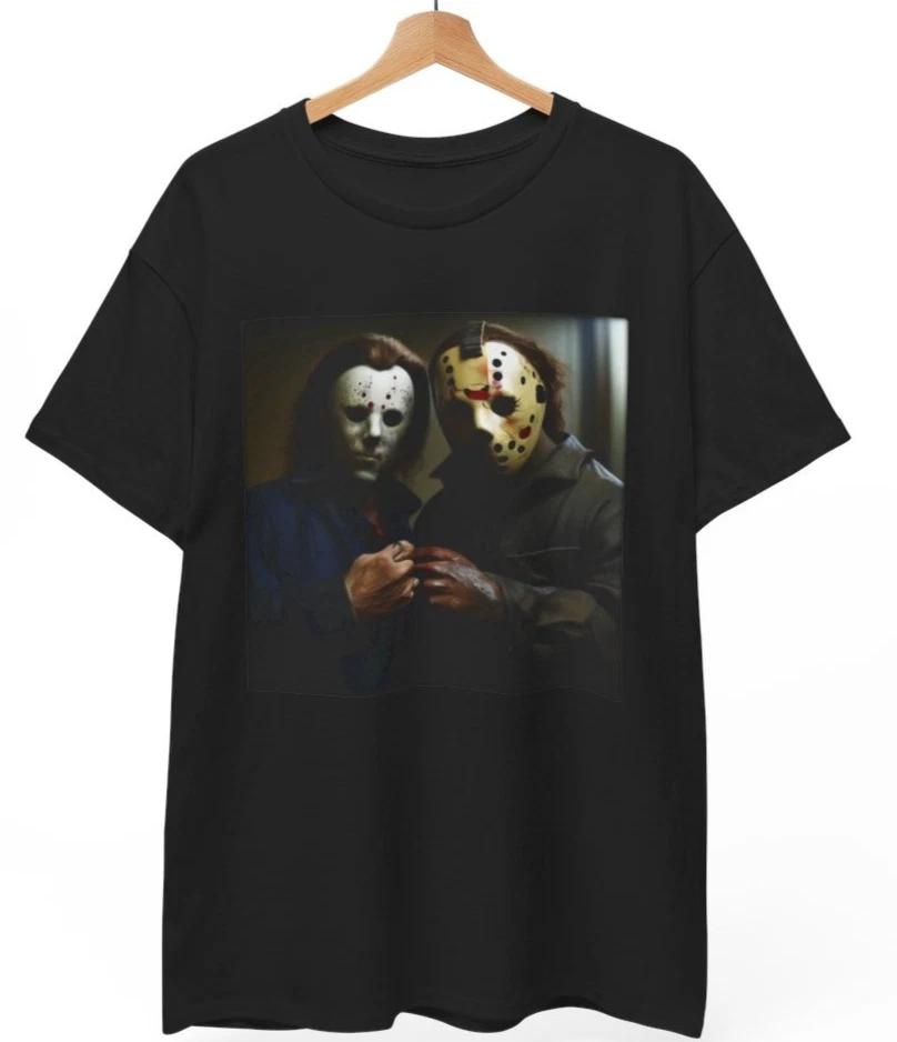 Michael Myers & Jason T-Shirt Horror Movie Halloween Slasher Unisex Shirt 2XL