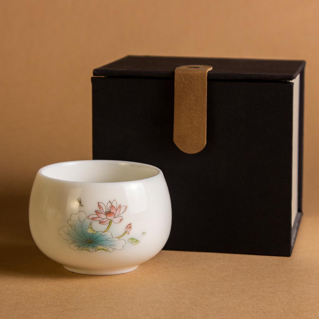 Ink wash mountain suet jade white porcelain teacup hat cup fair cup bubble teapot kung fu teacup master cup ceramic tea set