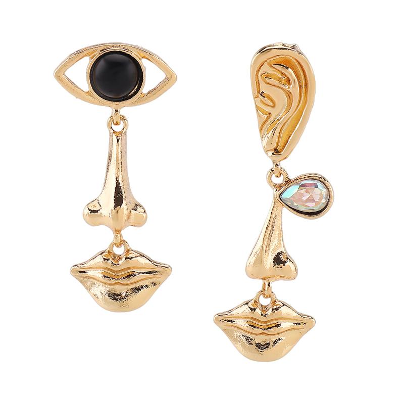 

Medieval Vintage Eye Mouth Asymmetric Earrings Tassel Geometric Facial Pendant Earrings Long Dangle Earrings Jewelry Gifts A1