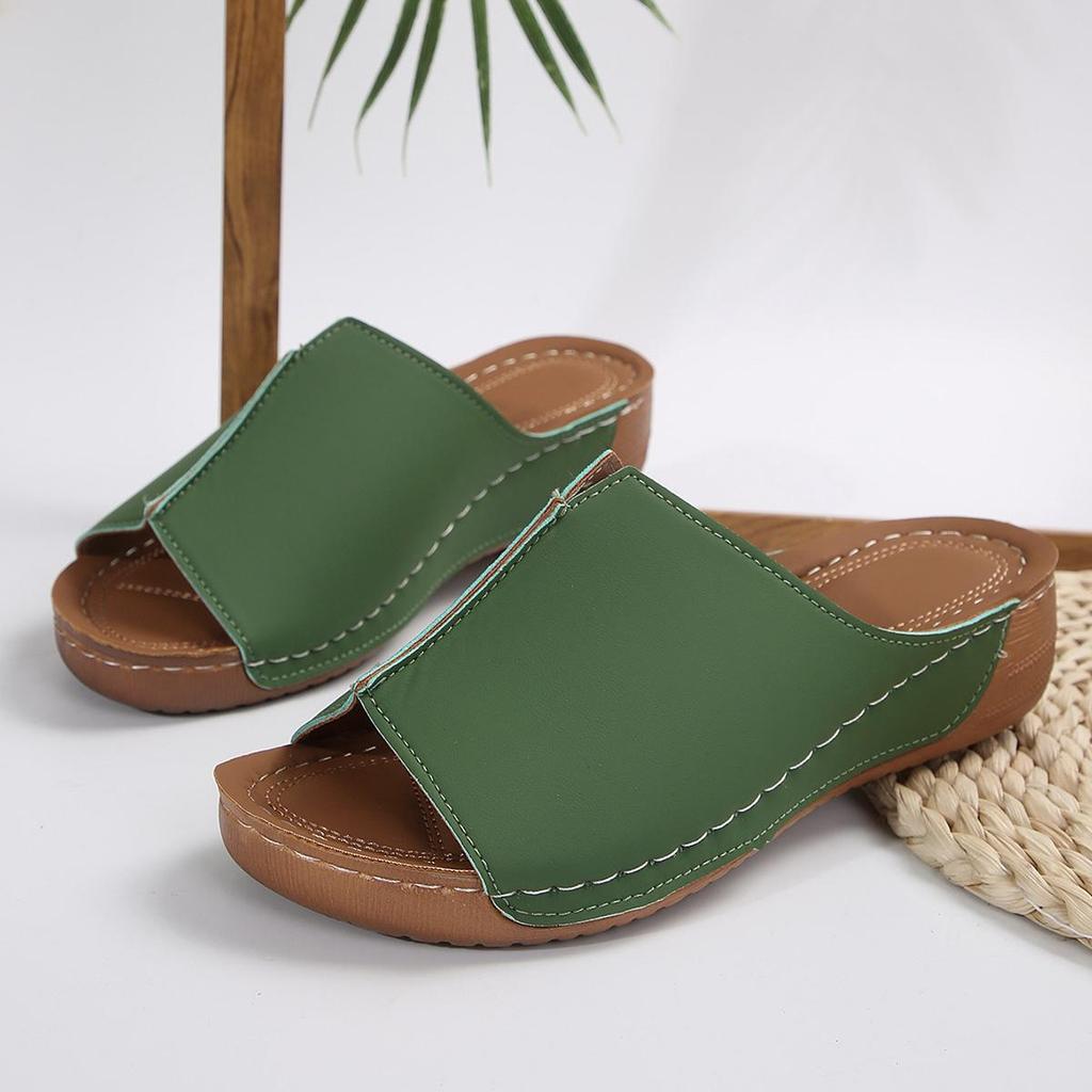 European & American Women's Wedge Heel Comfort Slippers - Plus Size, Simple, 2024 New Style Cool Footwear