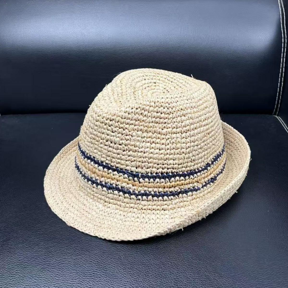 

Lafite handmade hook straw hat fashion trend top hat women s summer sunscreen sunshade face small sun hat men M（55-58cm） бежевый