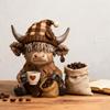 Resin Cow Figurine Highland Cow Statue Highland Cow Coffee Cup Figurine Set Resin Sculpture Decoration for Calf for Coffee