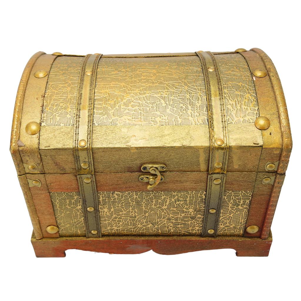 Retro Elegante Dekorative Aufbewahrungsbox Holz Schmuckschatulle Organizer für Armband Halskette Kosmetik Gold L
