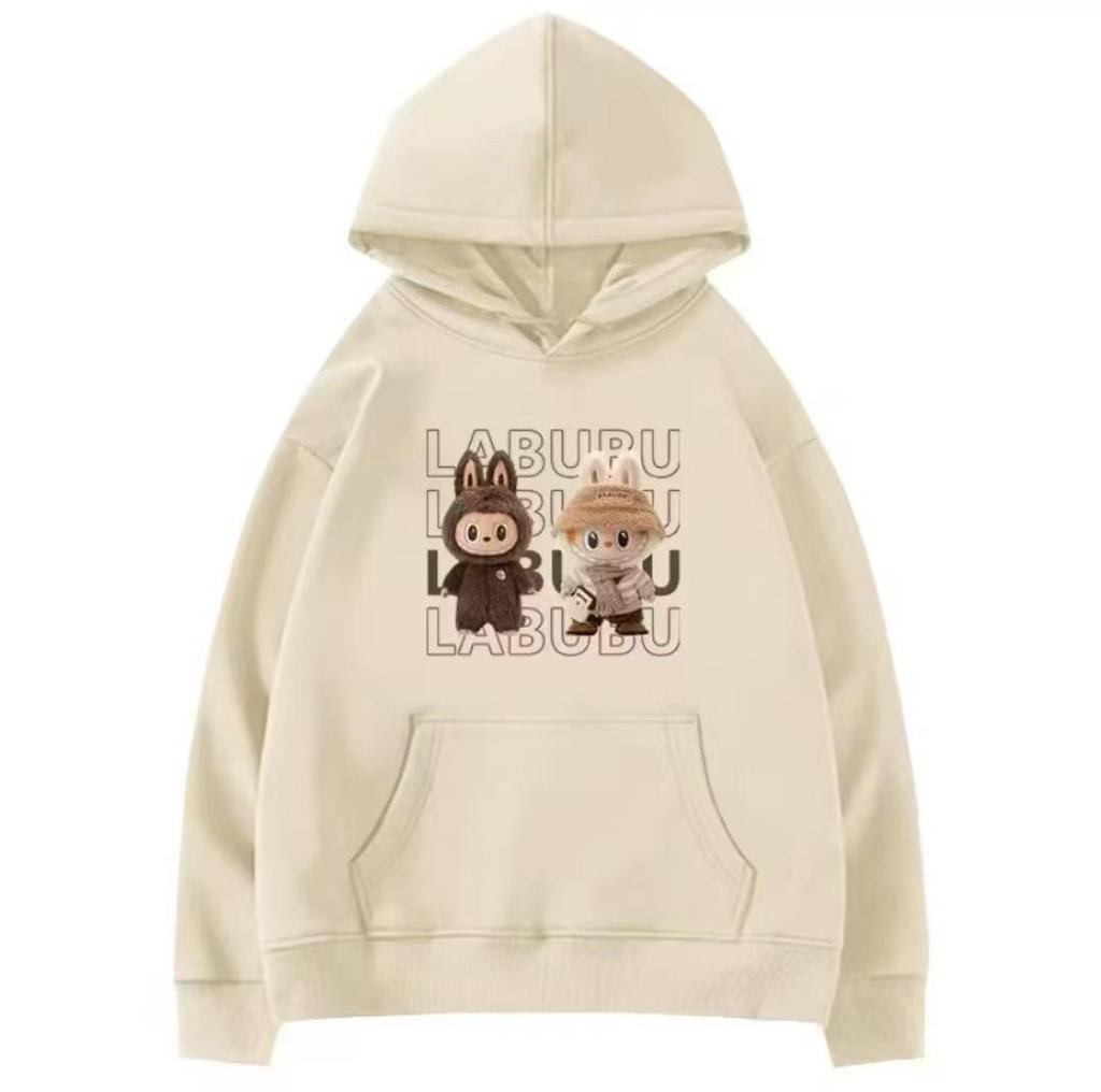 2024 Podzim Kreslená Roztomilá Labubu Dámská Mikina s Kapucí z Fleecu Plus Size