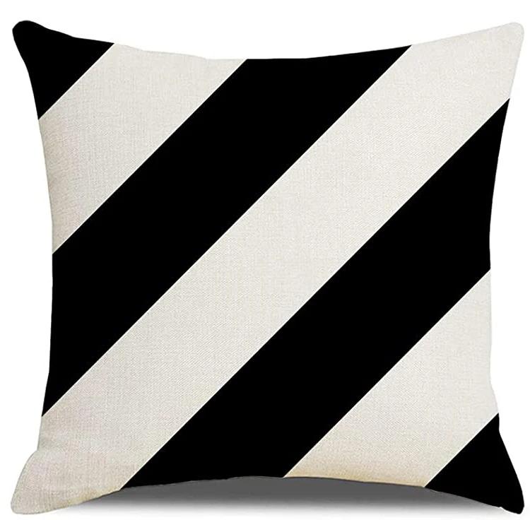 Schwarzer Geometrischer Leinen Kissenbezug, Heimdekoration, Wohnzimmer Sofakissenbezug Dekor, Geeignet Für Schlafzimmer Auto 40X40 60X60 50X50