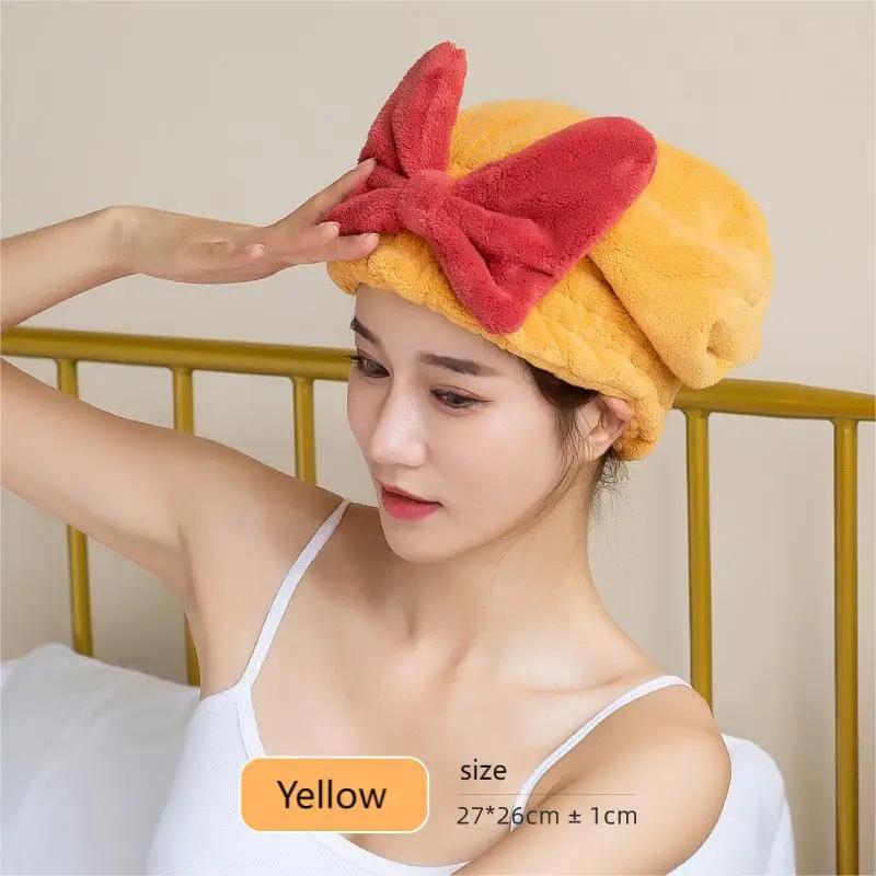 Super Absorbent Bath Cap Women's Quick Dry Cap Cute Bow Towel Bath Cap Dry Hair Cap Bathroom Accessories