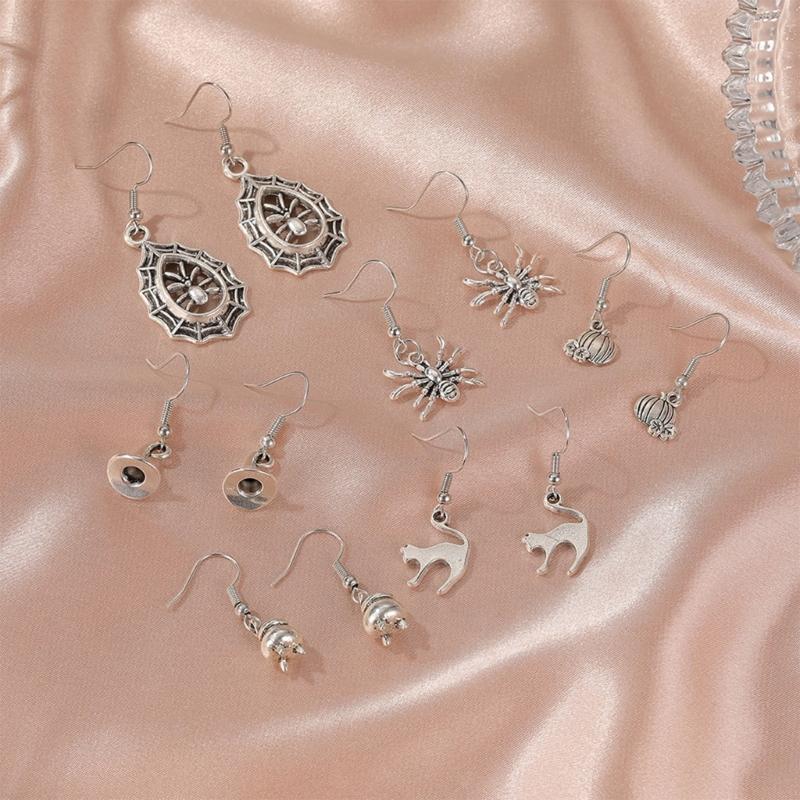 Bat Spider Dangle Earrings Women Jointed Skeleton Long Ear Drop Earrings Stud Halloween Goth Punk Costume Accessories