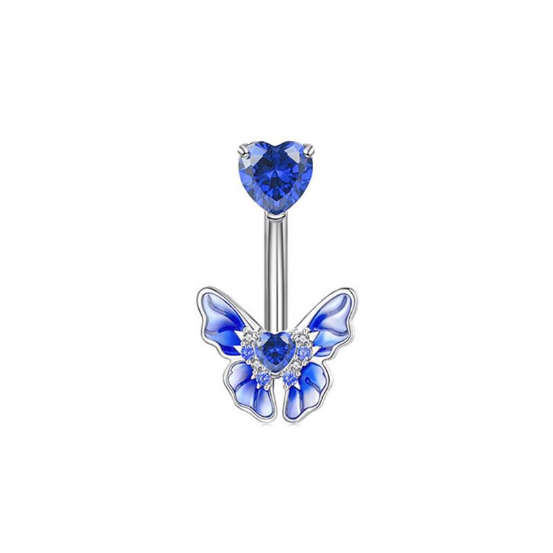 Fashion Heart Zircon Belly Button Rings Butterfly Flower Navel Ring For Women Navel Piercing Barbell Body Piercing Jewelry