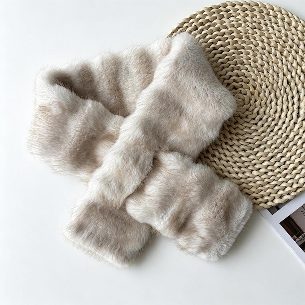 Thick Faux Fur Hat Scarf Set Windproof Fur Snood Scarf Fashion Winter Hat Scarf Set  Outdoor Travel