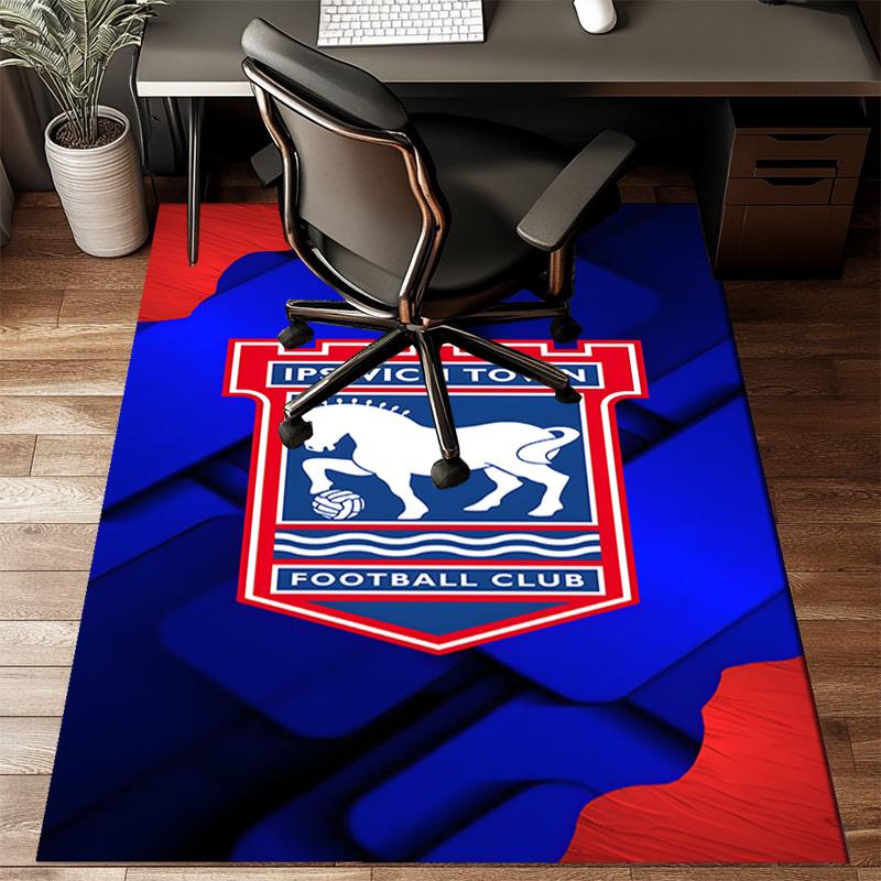 FC Ipswich Crest Rug for Living Room, Game Rooms, Office, Bedroom, Office Floor Mat Playful Design, fan gifts Christmas decor
