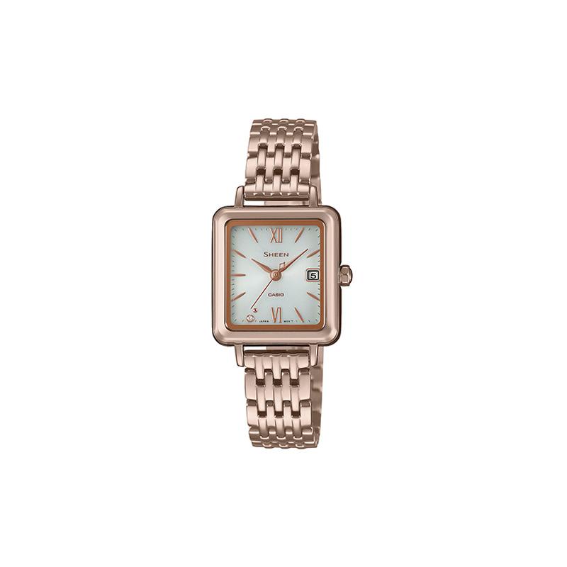 

Casio SHEEN Series Fashionable Sports and Leisure Solar Quartz Movement Stainless Steel Strap Japanese and Korean Watch Women s SHS-D400CG-7APR-person белый