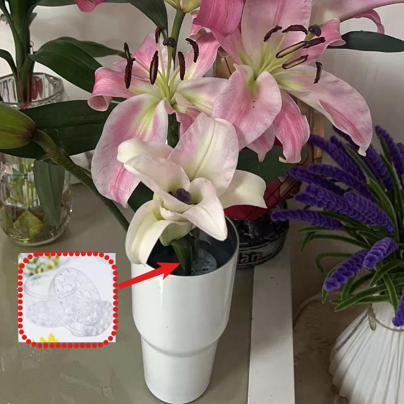 Transparent Spiral Ikebana Stem Holder for Vases Flower Stem Fixing Bouquet Twister Arrangement DIY Flower Arranging Tool (5x4cm/6.8x4.4cm)