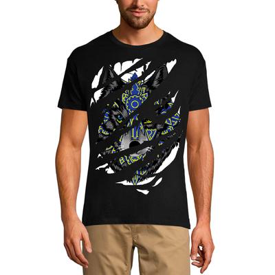 Ανδρικό Φθαρμένο T-Shirt Πολεμιστής Λύκος - Μπλουζάκι Ζώο του Βουνού για Άνδρες
