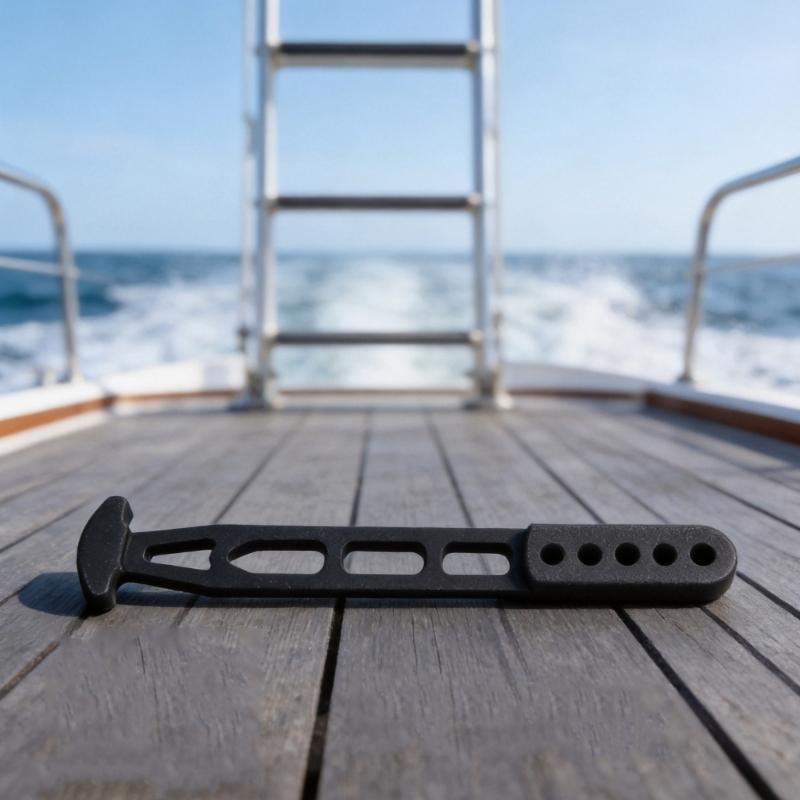 Boat Ladder Hold Down Strap, Black Rubber 5 Hole Replacement Strap for Marine Telescopic Ladder Storage and Securing