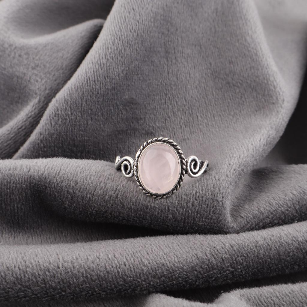 Rose Quartz Jewelry, 925 Solid Sterling Silver Ring, Handmade Gemstone Jewelry Ring For Memorial Day